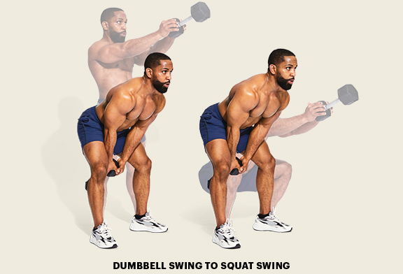 dumbbell swing to squat swing
