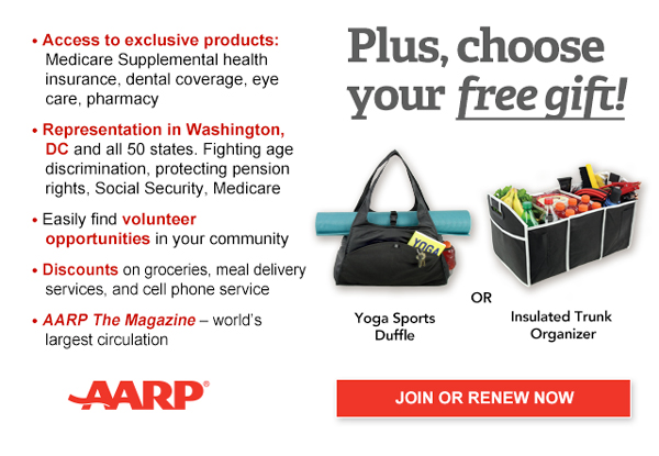 Access to exclusive products: Medicare Supplemental health insurance, dental coverage, eye care, pharmacy Representation in Washington, DC and all 50 states. Fighting age discrimination, protecting pension rights, Social Security, Medicare Easily find volunteer opportunities in your community Discounts on groceries, meal delivery services, and cell phone service Discounts on groceries, meal delivery services, and cell phone service