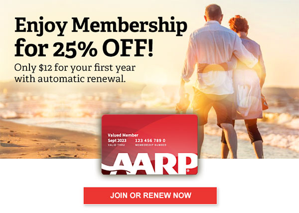 Enjoy Membership for 25% OFF! Only $12 for your first year with automatic renewal. JOIN OR RENEW NOW We're In This Together. AARP has been working to promote the health and well-being of older Americans for more than 60 years. In the face of the coronavirus outbreak, AARP is providing information, education and advocacy to help older people and those caring for them to protect themselves from the virus and prevent it from spreading to others. You can find AARP's coronavirus resources and how to protect yourself and your family at aarp.org/coronavirus.