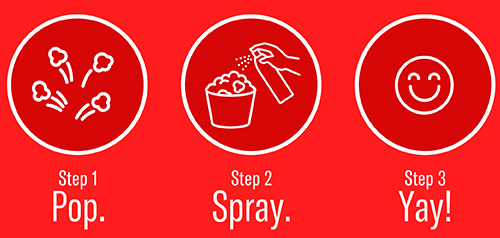 Step 1: Pop. Step 2: Spray. Step 3: Yay!